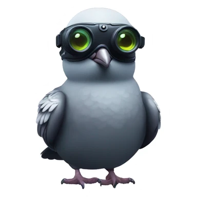 pidgeon wearing night vision goggles, close up, fill image sticker