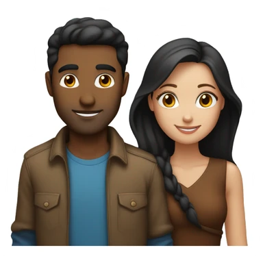 Couple with arms around each other; white woman with blue eyes and brown hair, Indian man with black hair  sticker