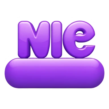 3D text that spells "me" in a shiny purple font  sticker