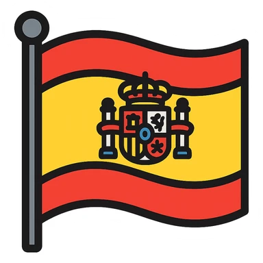Spanish flag with red and yellow horizontal stripes and coat of arms sticker