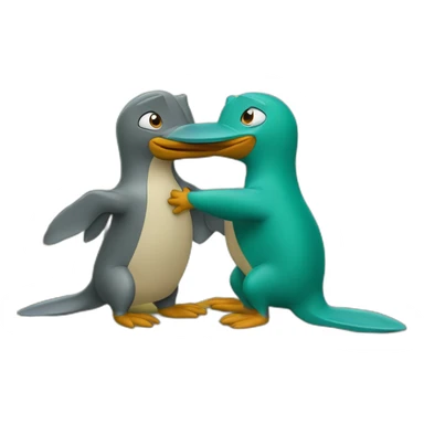 platypus perry and doofenshmirtz kissing under a tree sticker