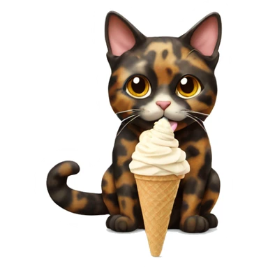 tortoiseshell cat eating ice cream sticker
