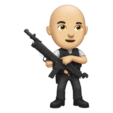 Bald with a gun sticker