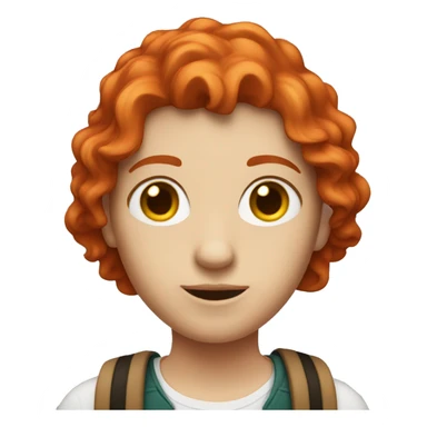 red head student wearing a small purse sticker