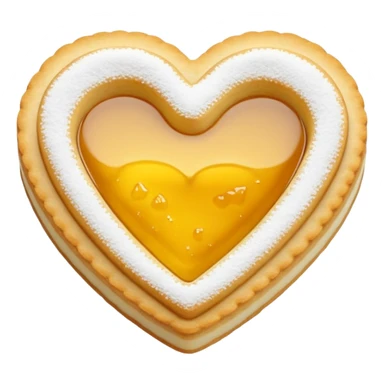Realistic shortbread cookie in the shape of a heart with color of lemon jelly middle filling and sprinkled powder sugar on top. sticker