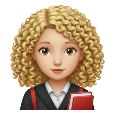 girl student , curly blone hair, half body sticker