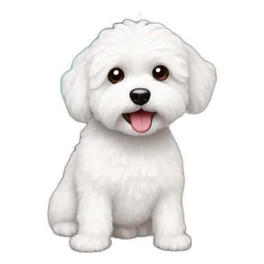 white maltipoo watching tv sticker