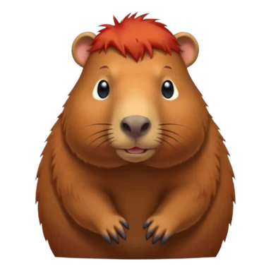 Capybara with red head hair, standing sticker