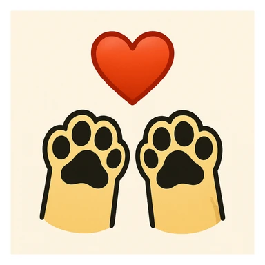 Make the puppy paws black, keep the heart and original style (original style was apple style emojis) sticker