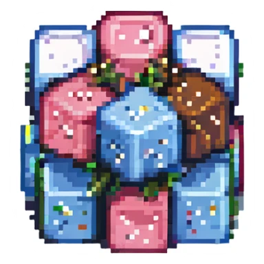 small isometric pixel art sugar cubes, minimal shading sticker
