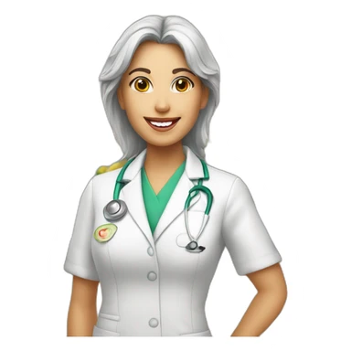 Nutricionista blanca cabello castaño,  sticker