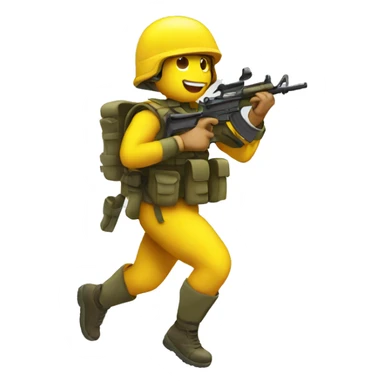 emoji yellow solider running sticker