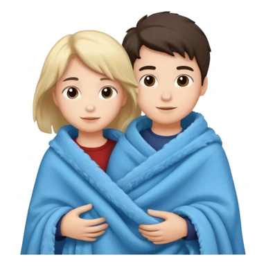 Boy and girl carrying blanket sticker