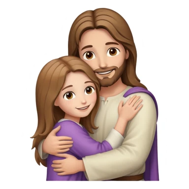 Jesus hugging a girl (she has light brown hair, white skin, hazel eyes) sticker