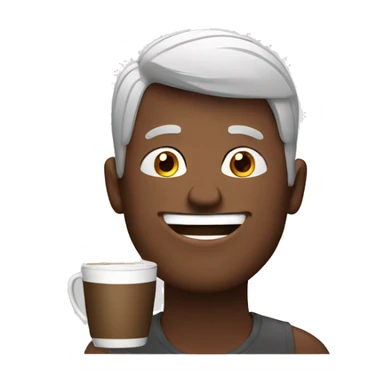 happy guy drinking coffe sticker