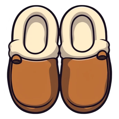 coffee brown fuzzy slippers sticker