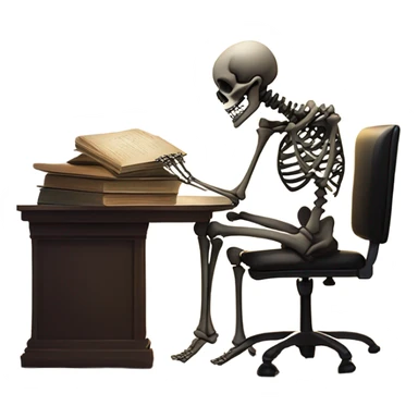 Create a skeleton studying with cobwebs  sticker