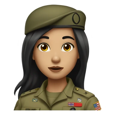 army girl with long black hair nad Bazel eyes sticker