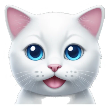 white cat with blue eyes and a pink bow sticker