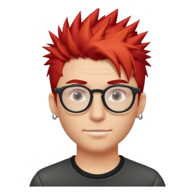 red spiky hair with glassess and earrings guy sticker