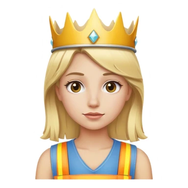 blond construction girl with a crown sticker
