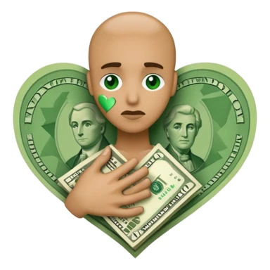 A broken heart glued together by dollars sticker