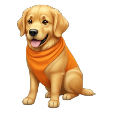 Fat golden retriever dressed in orange sticker