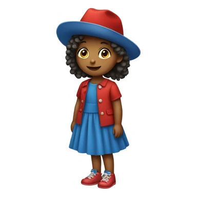 Little girl with red hat and bleu dress sticker