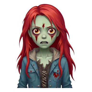garota zumbi assustadora com o cabelo vermelho longo sticker