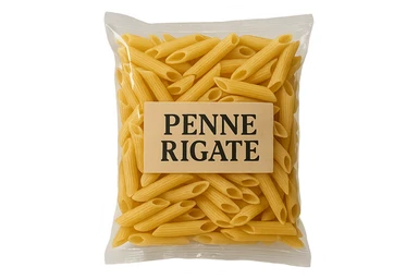 pacco di pasta (penne rigate) realistico, 4k sticker