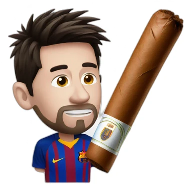 messi with a cigar sticker