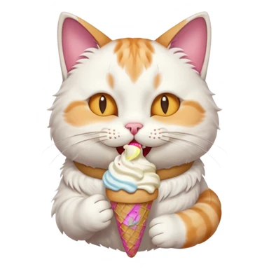 A cat enjoying an ice cream, eyes closed in delight, portrait, bust up sticker