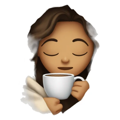 Brunette girl inside a blanket sipping coffee eyes closed sticker