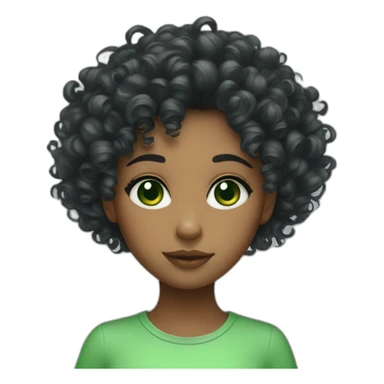 curly hair green eye girl sticker