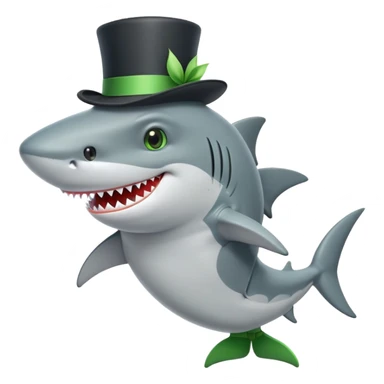 Shark with a top hat and green boots sticker