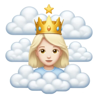 heaven filled with fluffy clouds, golden castles, and cute angels in emoji style sticker