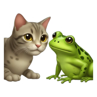 Cat and frog in love sticker