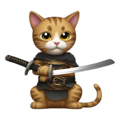 cat holding katana sticker