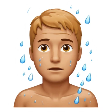 A man getting wet in the rain sticker