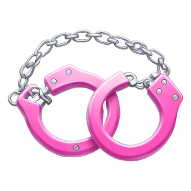 2 Pink metal handcuffs connected with a chain sticker