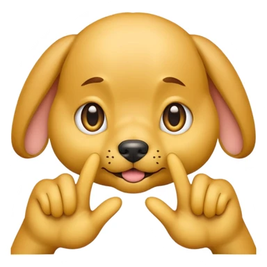 yellow emoji with puppy eyes and two finger pointing at one another finger sticker