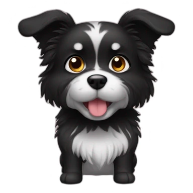 all black furry cute dog sticker