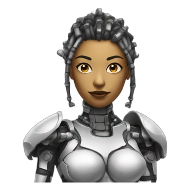 female cyborg with big chess half body sticker