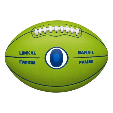 American football with lime green leather and navy-blue stitching sticker