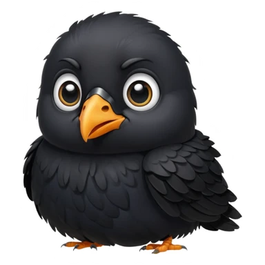 really cute adorable baby crow massive cute eyes little beak sticker