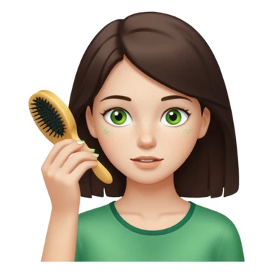 a white brunette girl with green eyes and freckles getting ready in the morning sticker