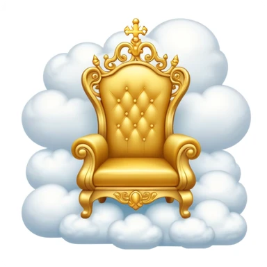 A majestic golden throne sitting on fluffy white clouds sticker