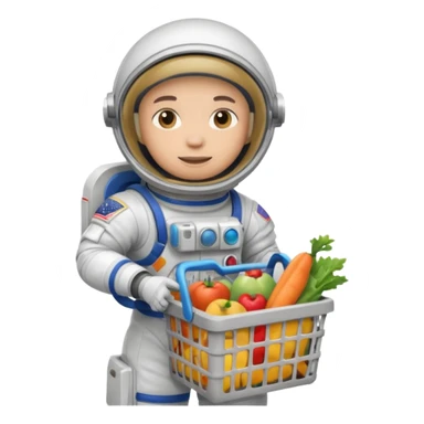 astronauta con canasta para hacer compras vacía sticker