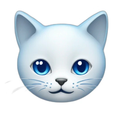 Blue simplistic sketch of a cute cat face sticker