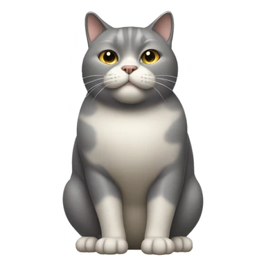 all gray fat cat with a beige spot on the right side of the chin full body sticker
